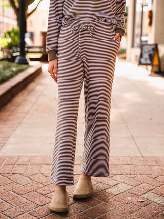 Truffle & white casual stripe pants