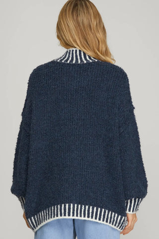 Navy contrast stitch sweater