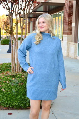 High neck sweater dress