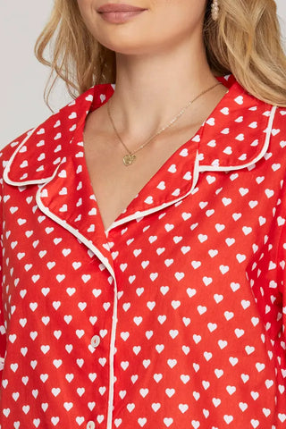 Red heart pajama top