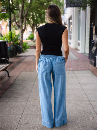 Light wash wide leg denim pants