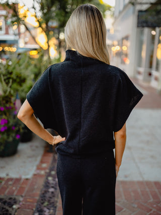 Dolman sleeve mock neck top