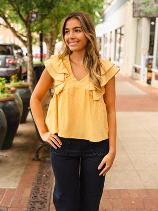 Double ruffle detail blouse