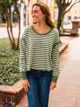 Striped LS open back top