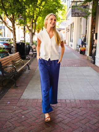 Linen blend wide leg pants