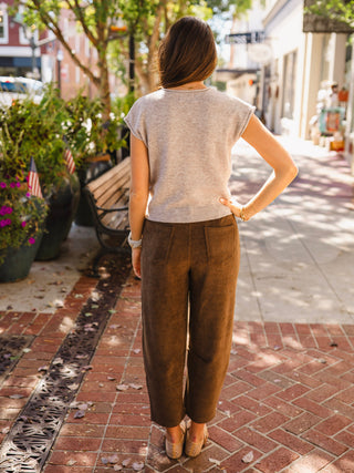 Raw Edge Sleeveless Button-Down Cardigan