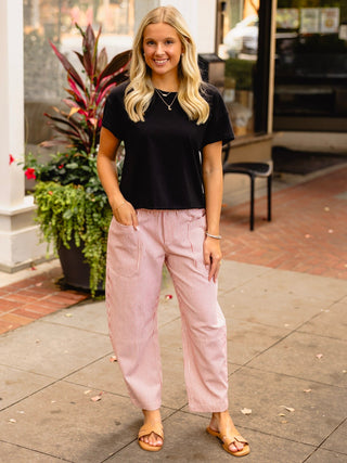 Red & white stripe barrel pants
