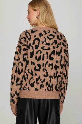 LS leopard print sweater