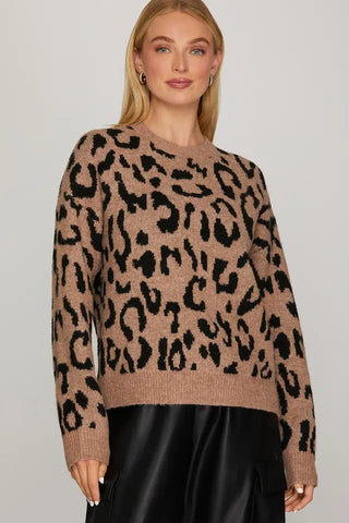 LS leopard print sweater