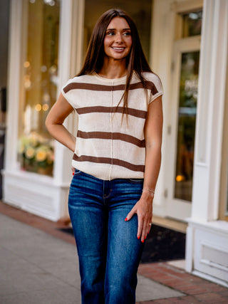 Stripe front seam sweater