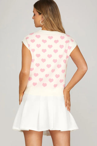 Cream & pink heart sweater