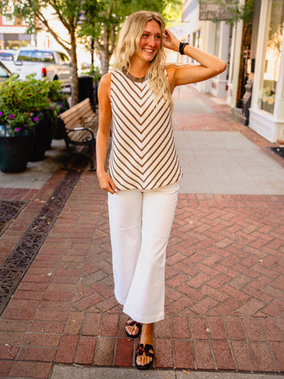 Sleeveless textured stripe top