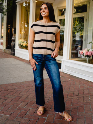 Stripe front seam sweater