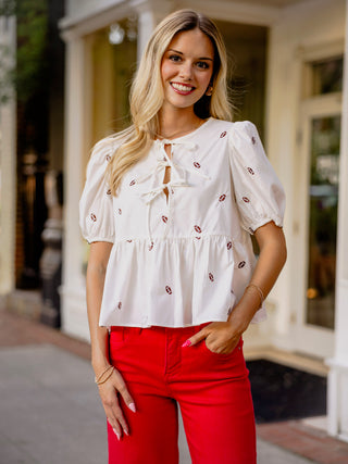 Gameday football print peplum top
