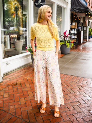 Pink mix print pants