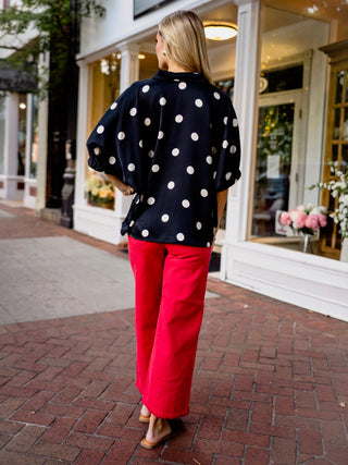 Oversized SS polka dot pullover
