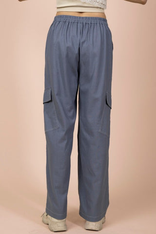 Linen wide leg cargo pants