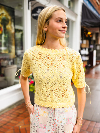 Yellow SS tie back sweater