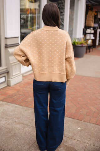 Khaki heart print sweater