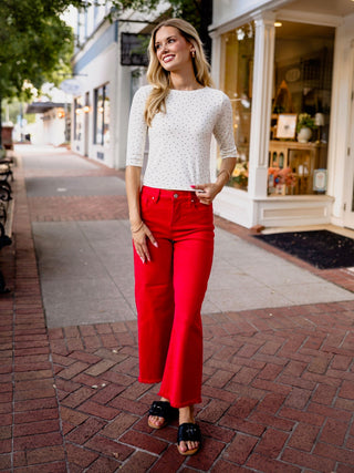 SS ribbed polka dot top