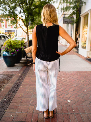 Off white & black stripe HR wide crop jeans