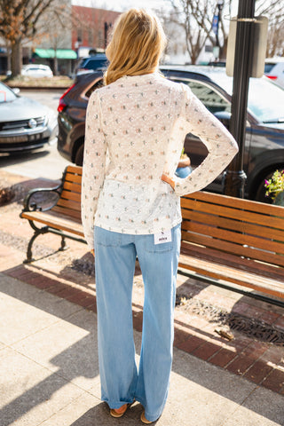 Floral embroidered mesh top