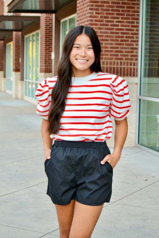 Black poplin shorts