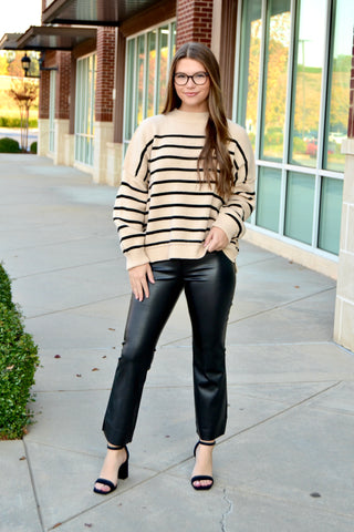 Black faux leather pants