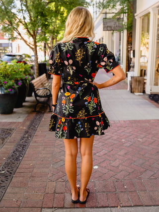 Black floral print dress