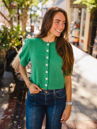 Emerald SS button down sweater