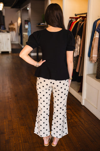 Oatmeal & black polka dot pants