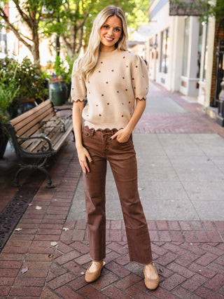 Brown HR straight leg ankle jeans