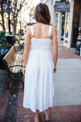 Blu Pepper Front Tie Fit & Flare Midi Dress - White