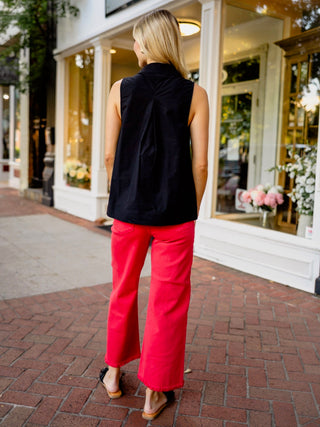 High collar V neckline top