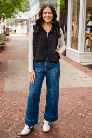 Zip front quilted vest