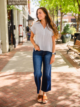 Cotton stripe SS top
