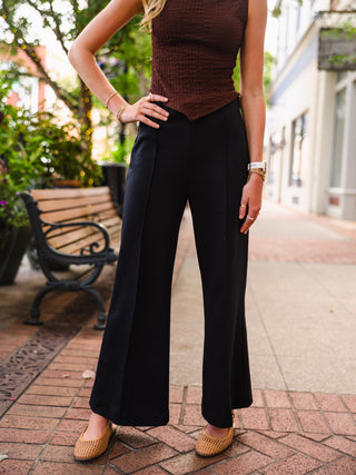 Black high waist cropped flare pants