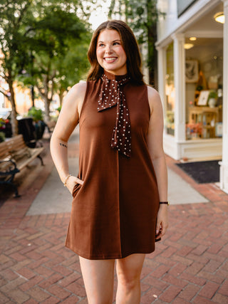 Entro Brown scarf detail dress