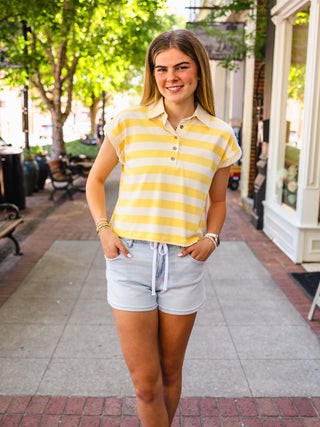 Soft yellow striped top