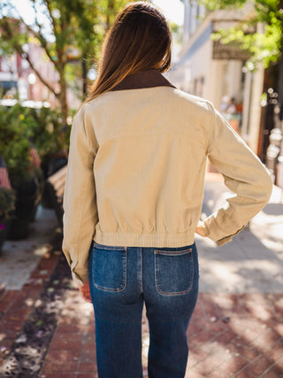 Khaki corduroy collared jacket