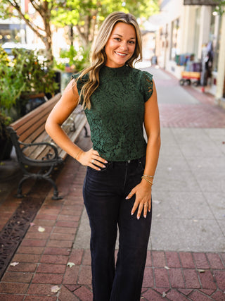 Lace mock neck sleeveless top