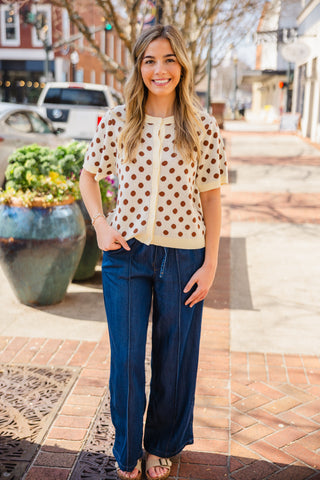 Oatmeal polka dot cardigan