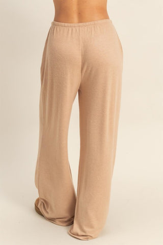 Brushed wide leg pants