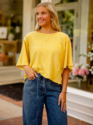 Reverse seam boxy tee