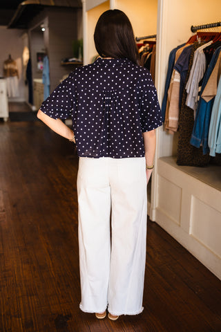 SS polka dot button down shirt