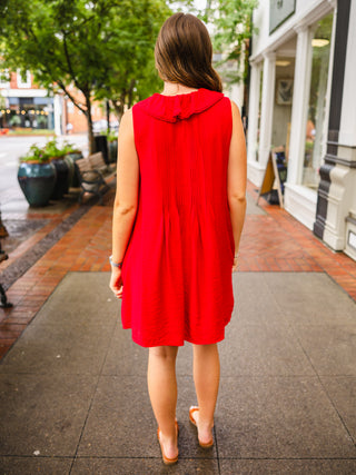 Entro Red ruffle trim dress