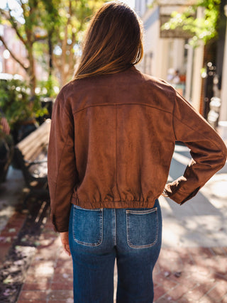 Chestnut faux suede jacket