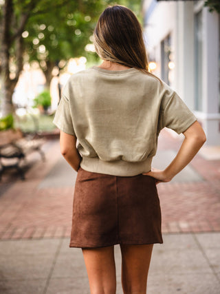 Light olive suede SS top