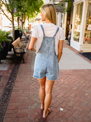 Light wash denim romper