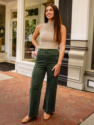 Tan sleeveless high neck top